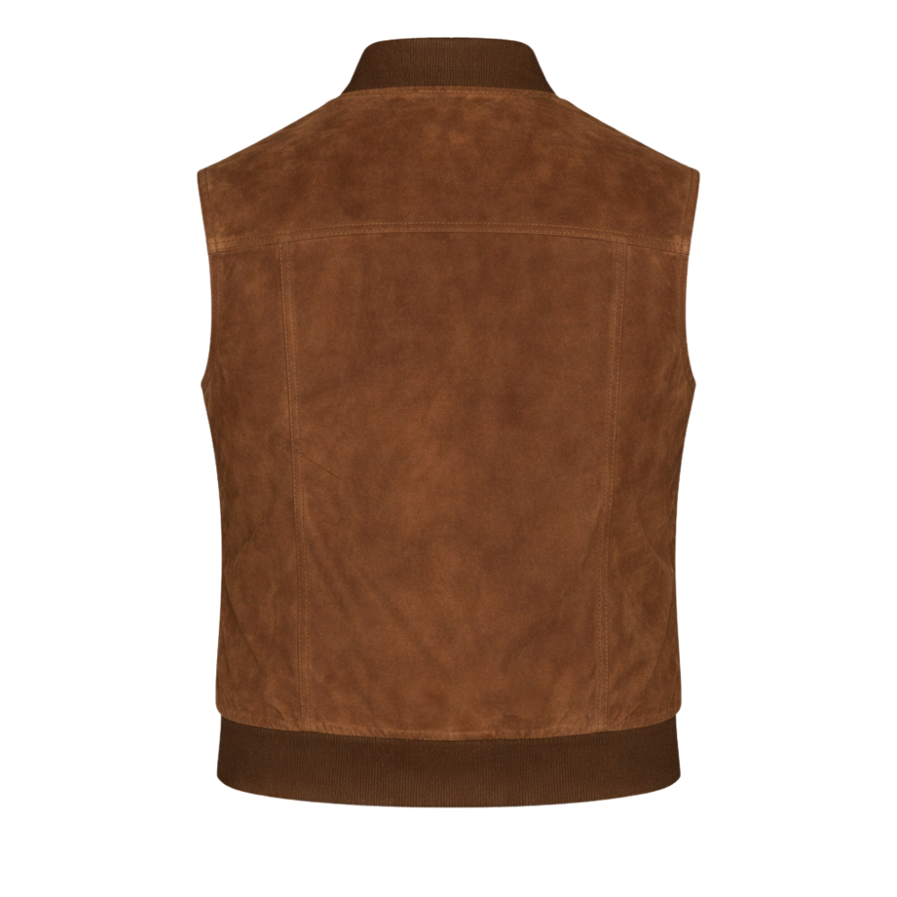premium brown suede leather vest mens Jeff design