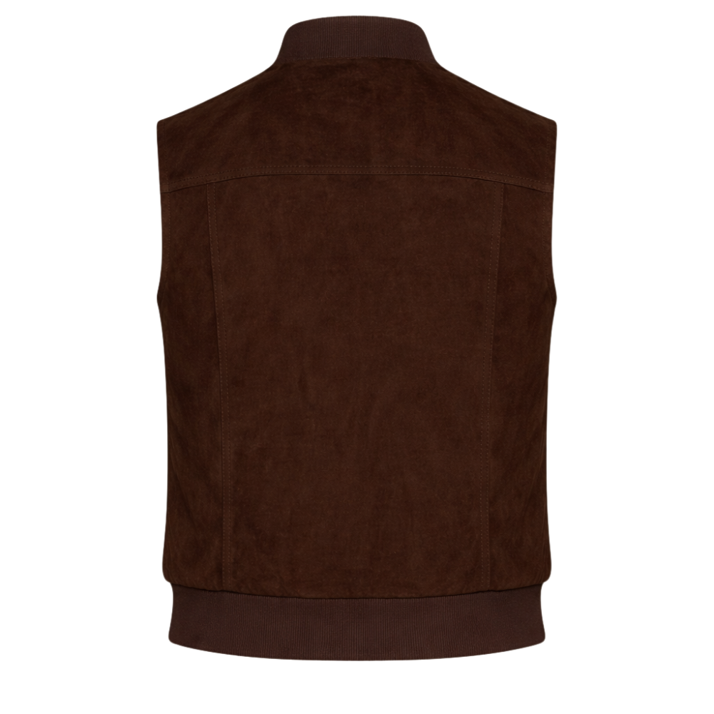 classic mens brown suede leather vest casual fashion