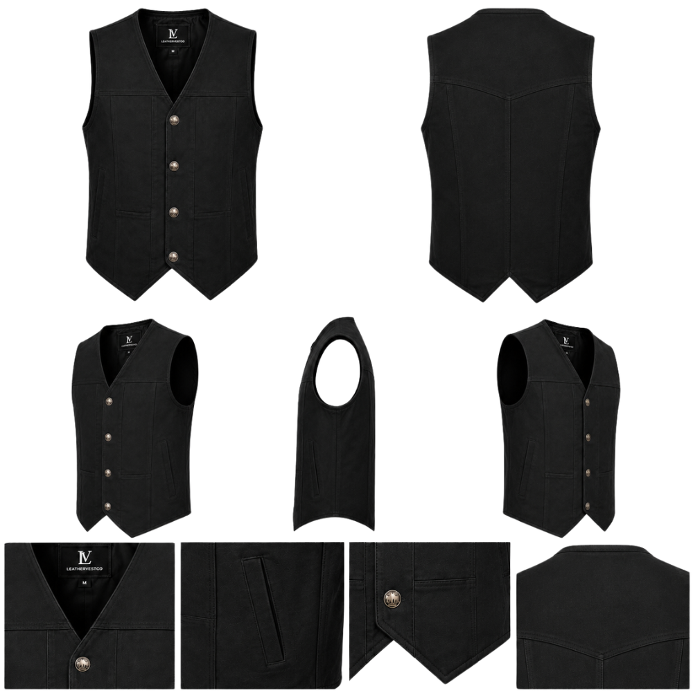 Premium men’s motorcycle leather vest