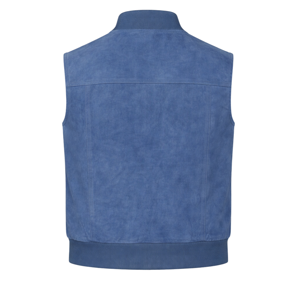 classic mens blue suede vest casual style