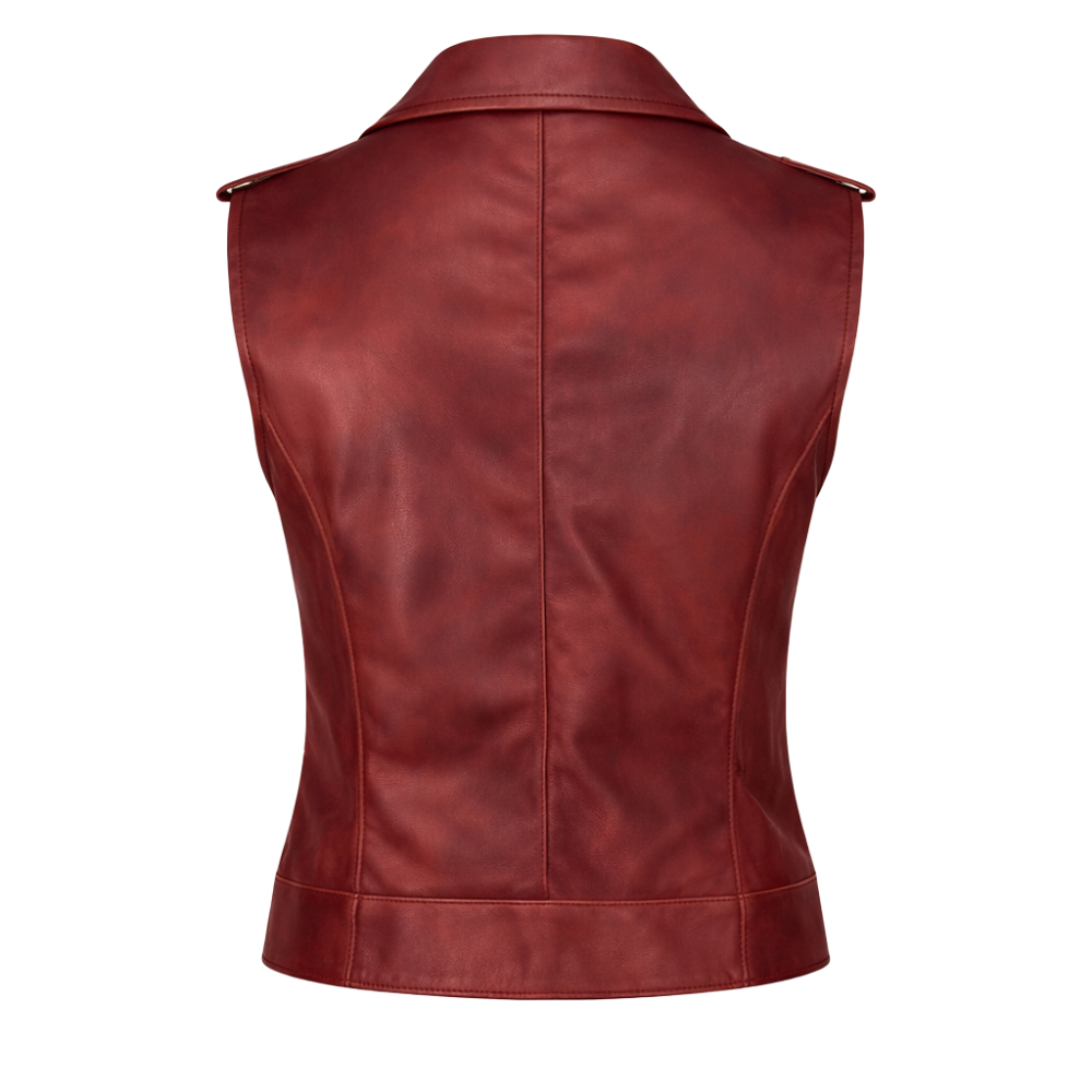 premium womens bordeaux lambskin vest soft leather design