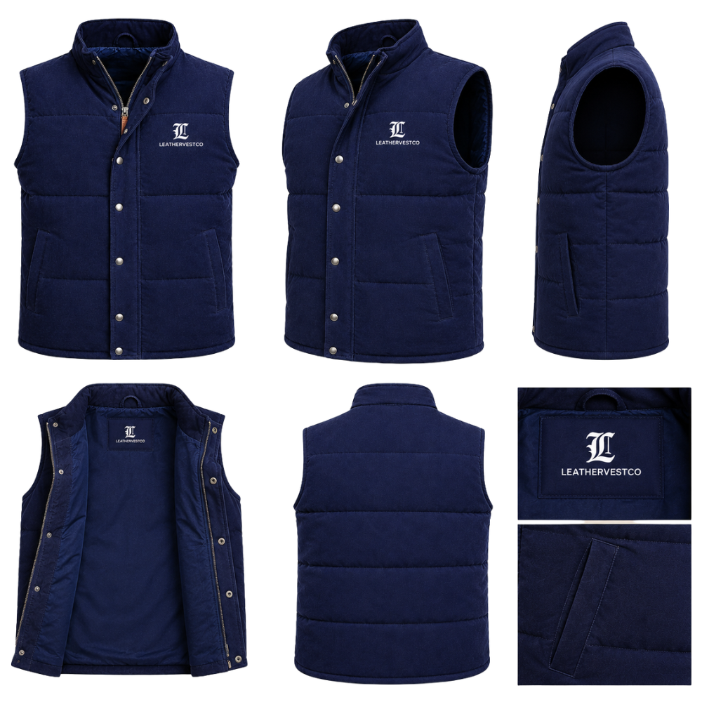 Men’s winter suede vest with stand collar