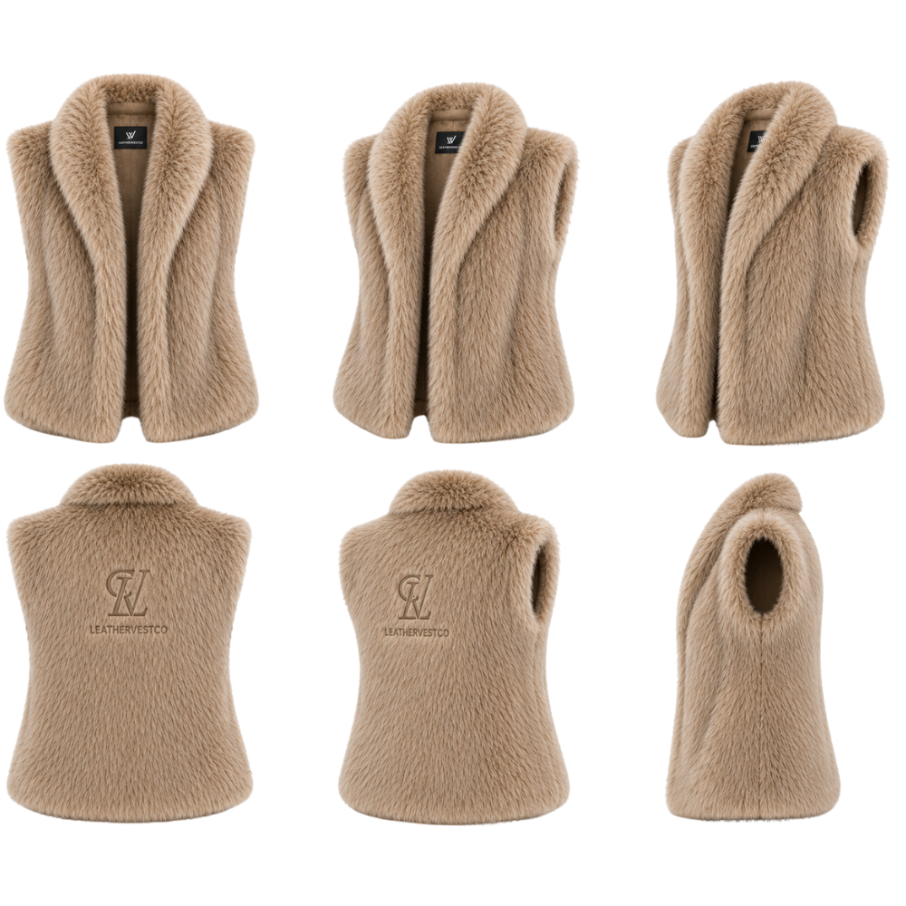 Soft faux fur open-front waistcoat design
