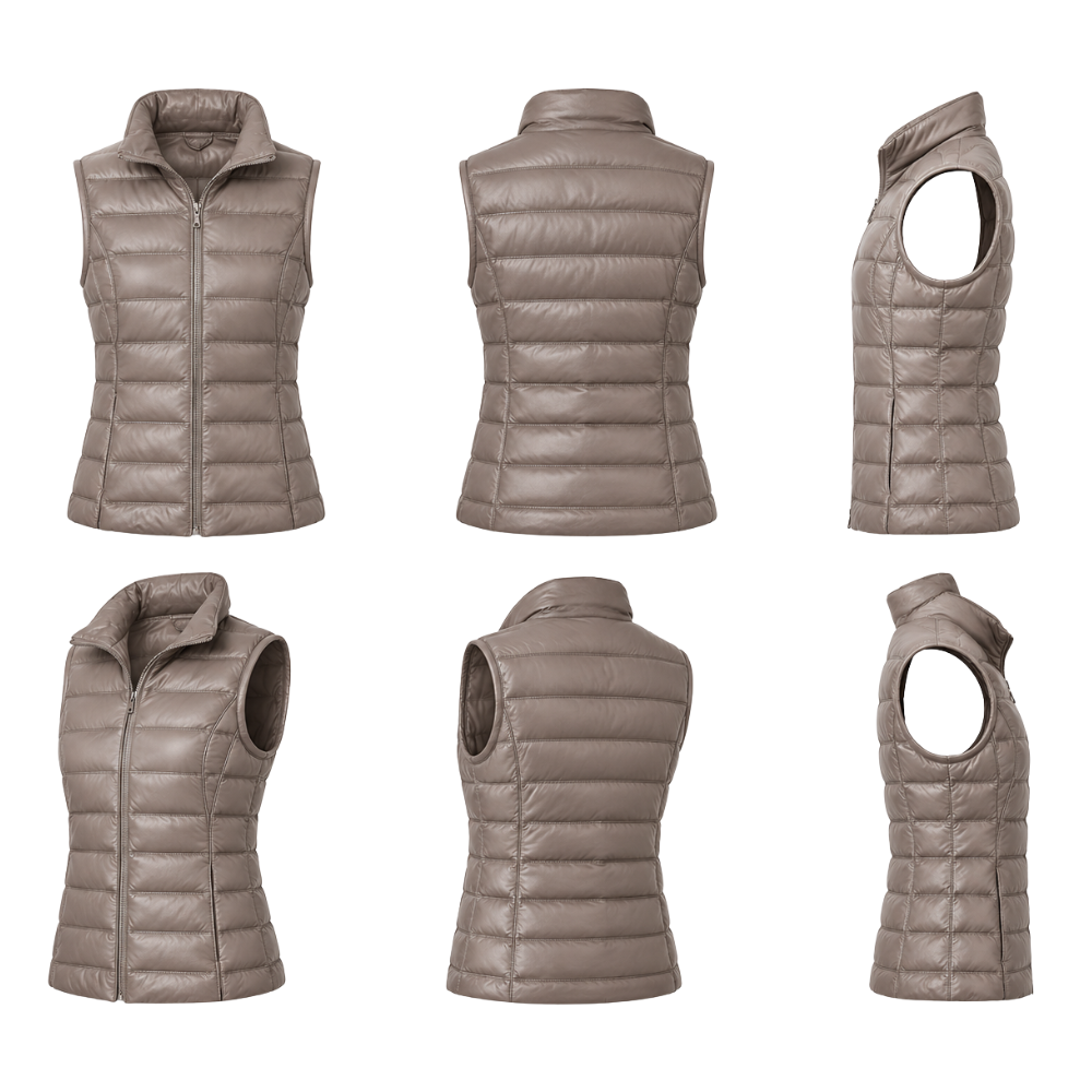 Women's Fitted Leather Gilet – Slim Fit Quilted Leather Bodywarmer Vest