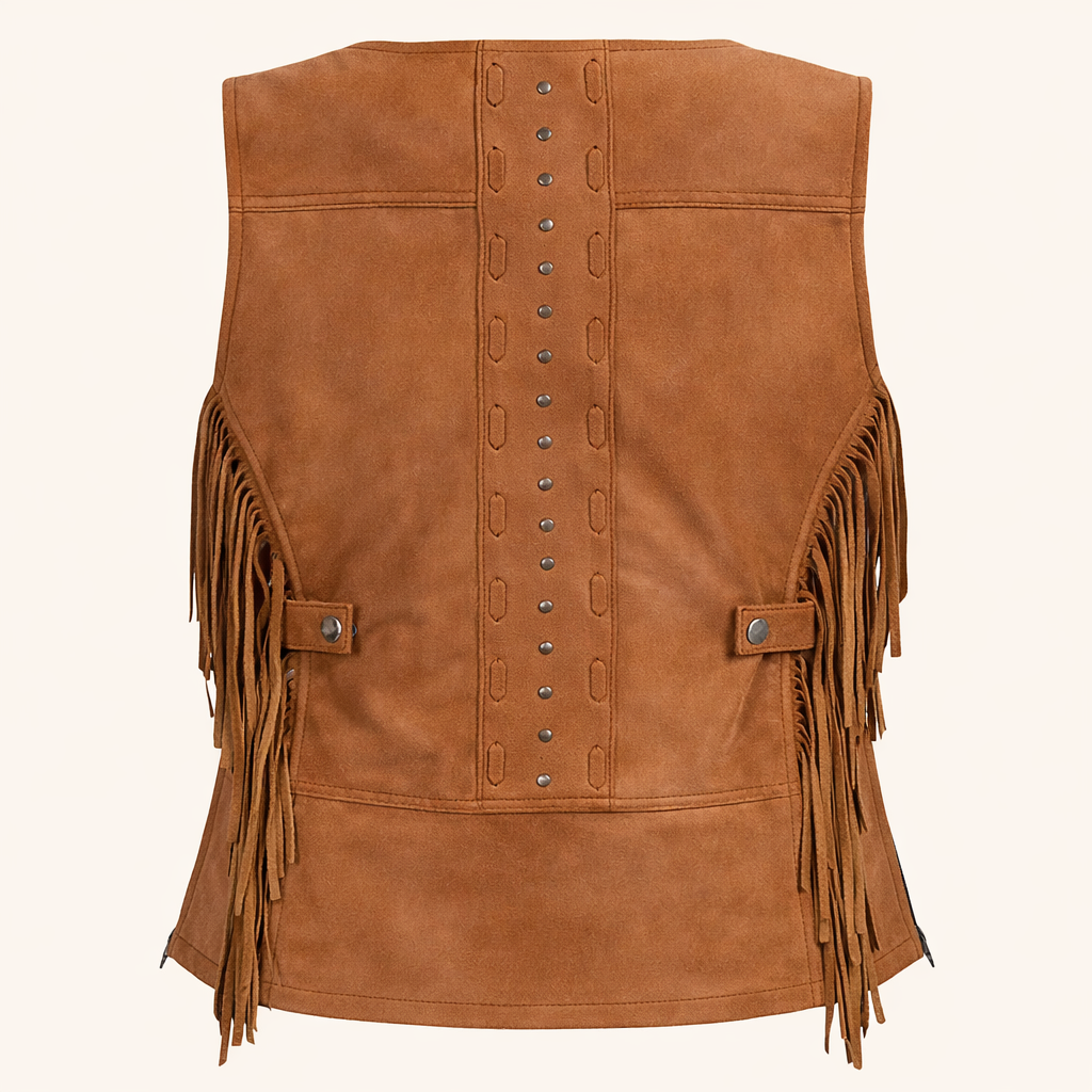 70s hippie style suede fringe vest