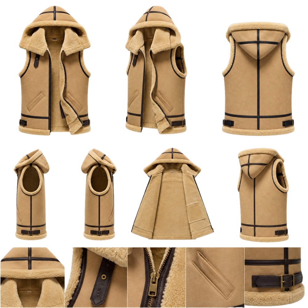 Men’s sleeveless winter suede waistcoat design