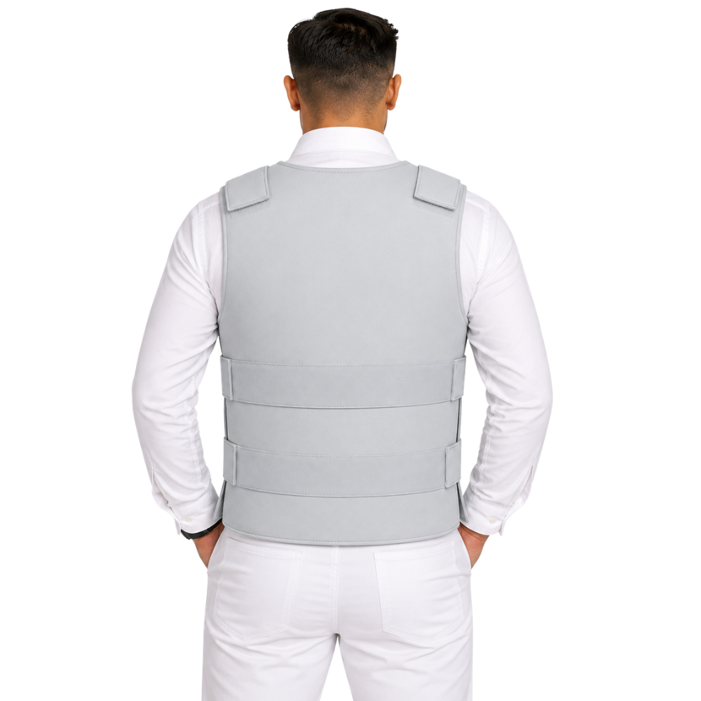 Modern streetwear leather vest in white color