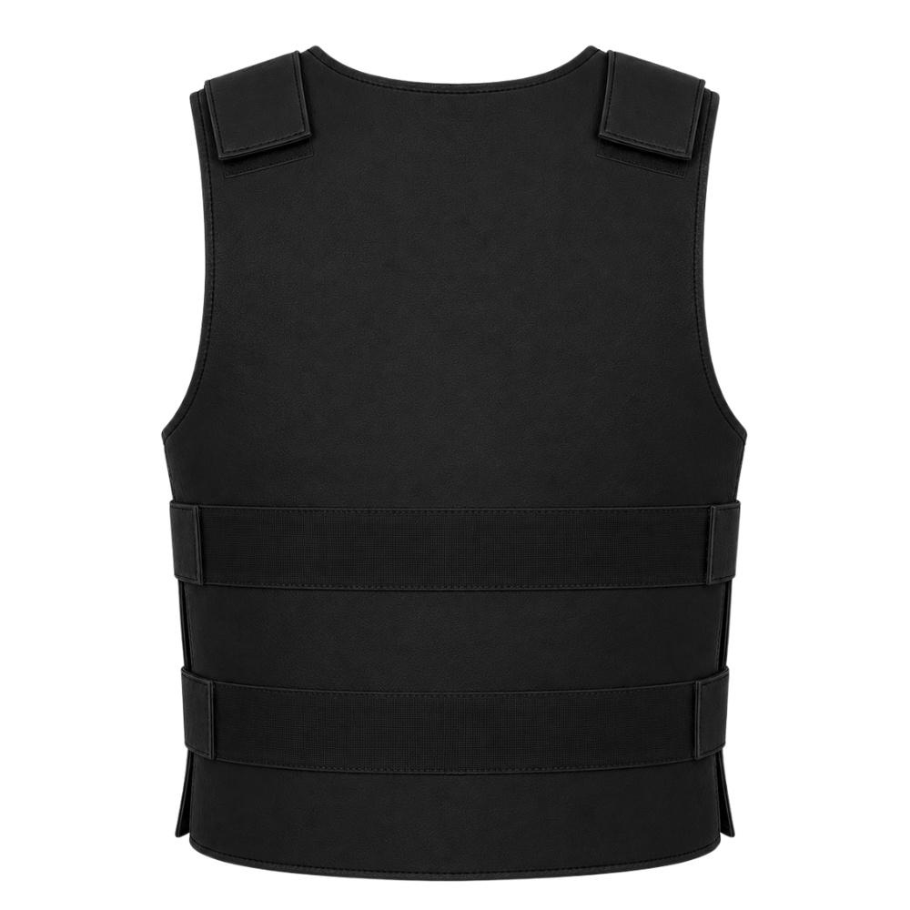 Modern black streetwear leather vest design
