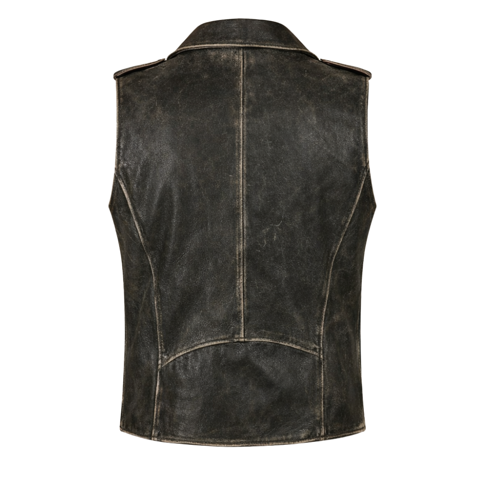 premium black leather vest for men biker riding fashion