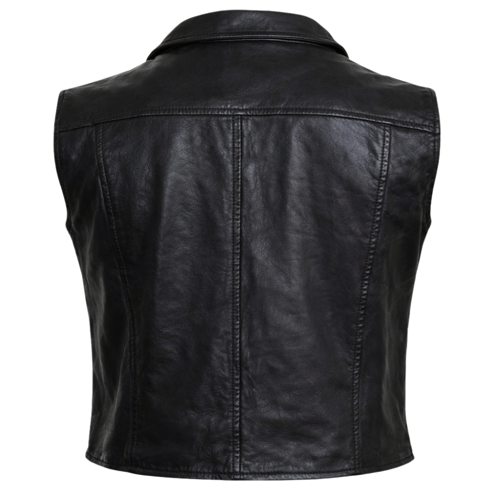 durable black leather safari vest for men motorcycle riding