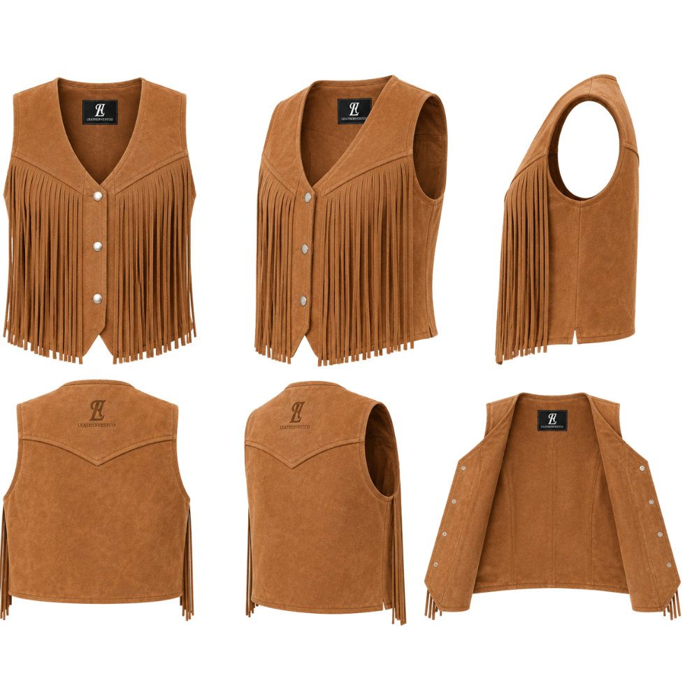 Premium western suede vest with snap buttons
