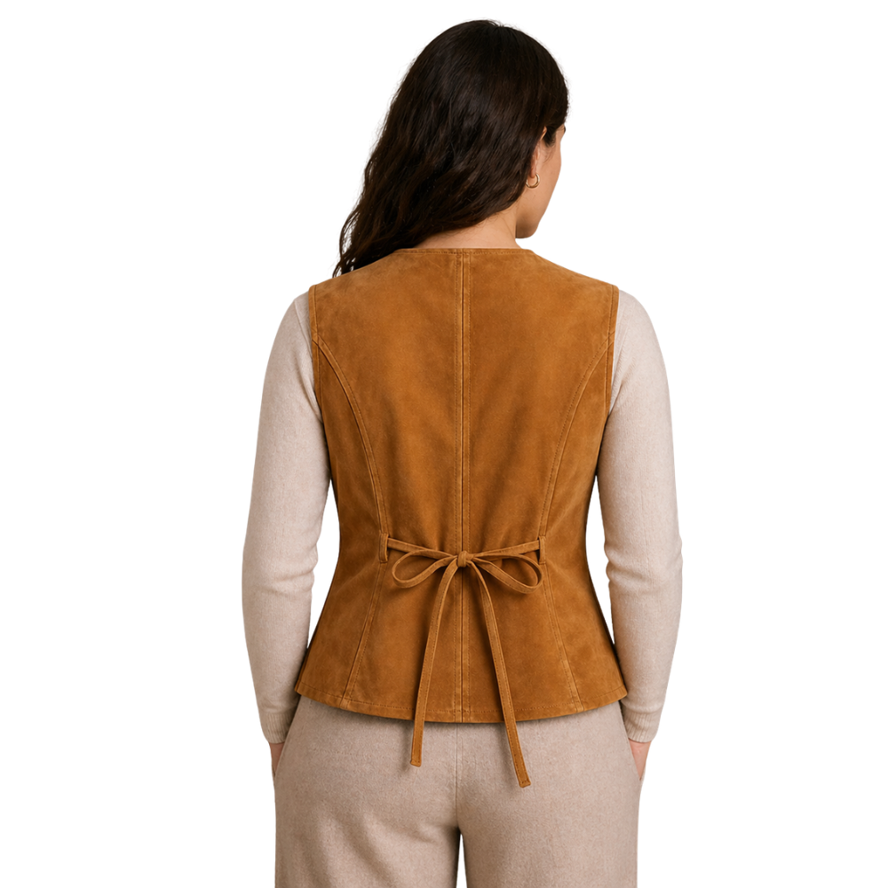 stylish Briella brown suede cowgirl vest western fashion