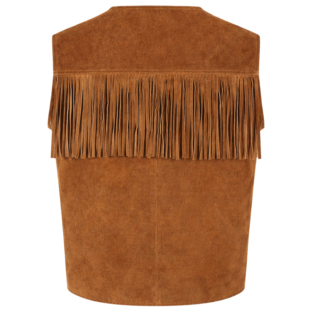 classic brown suede fringe vest cowboy style