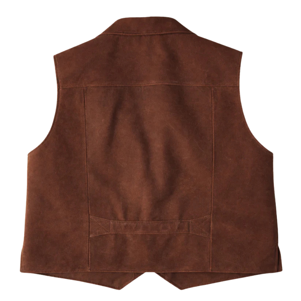 premium brown leather vest western style multi pocket men
