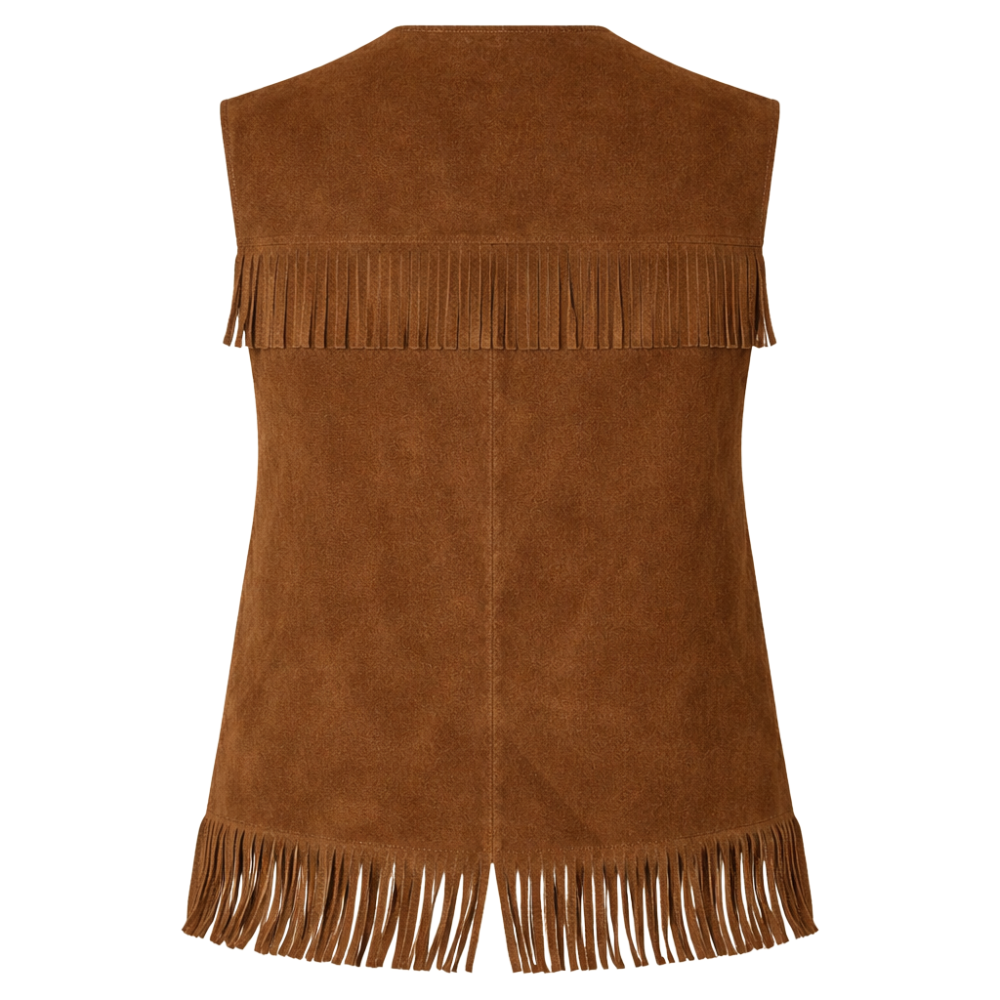 classic brown suede tassel vest cowboy style