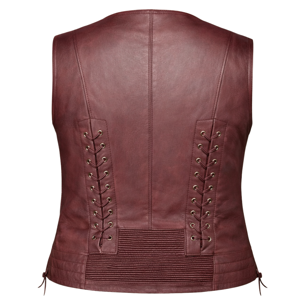 stylish brown lambskin leather vest for women Wicked Tread
