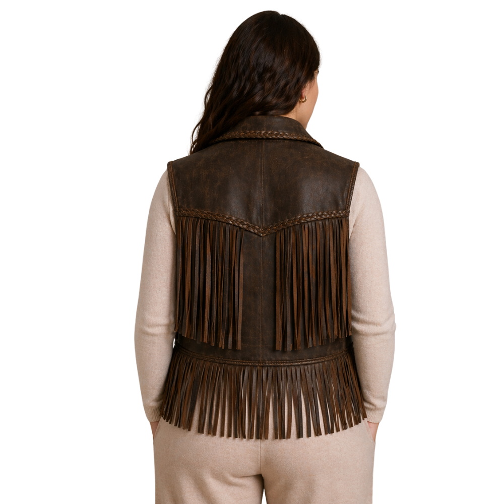 stylish Scully Starling brown leather vest for women