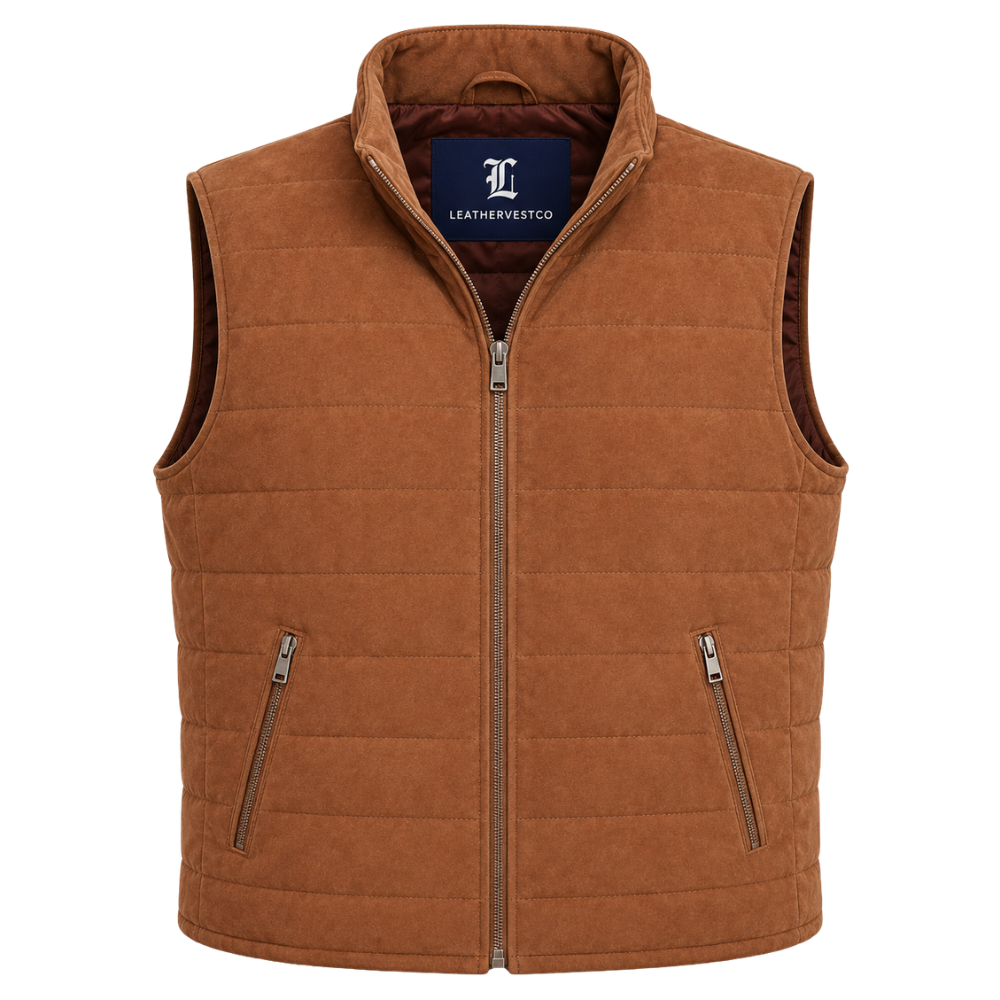 Cognac zip-up insulated puffer vest