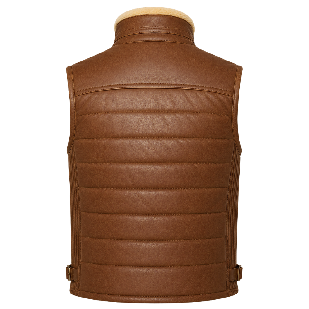 Men's insulated sheepskin leather gilet