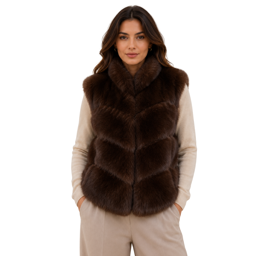 Elegant women’s winter fur fashion vest