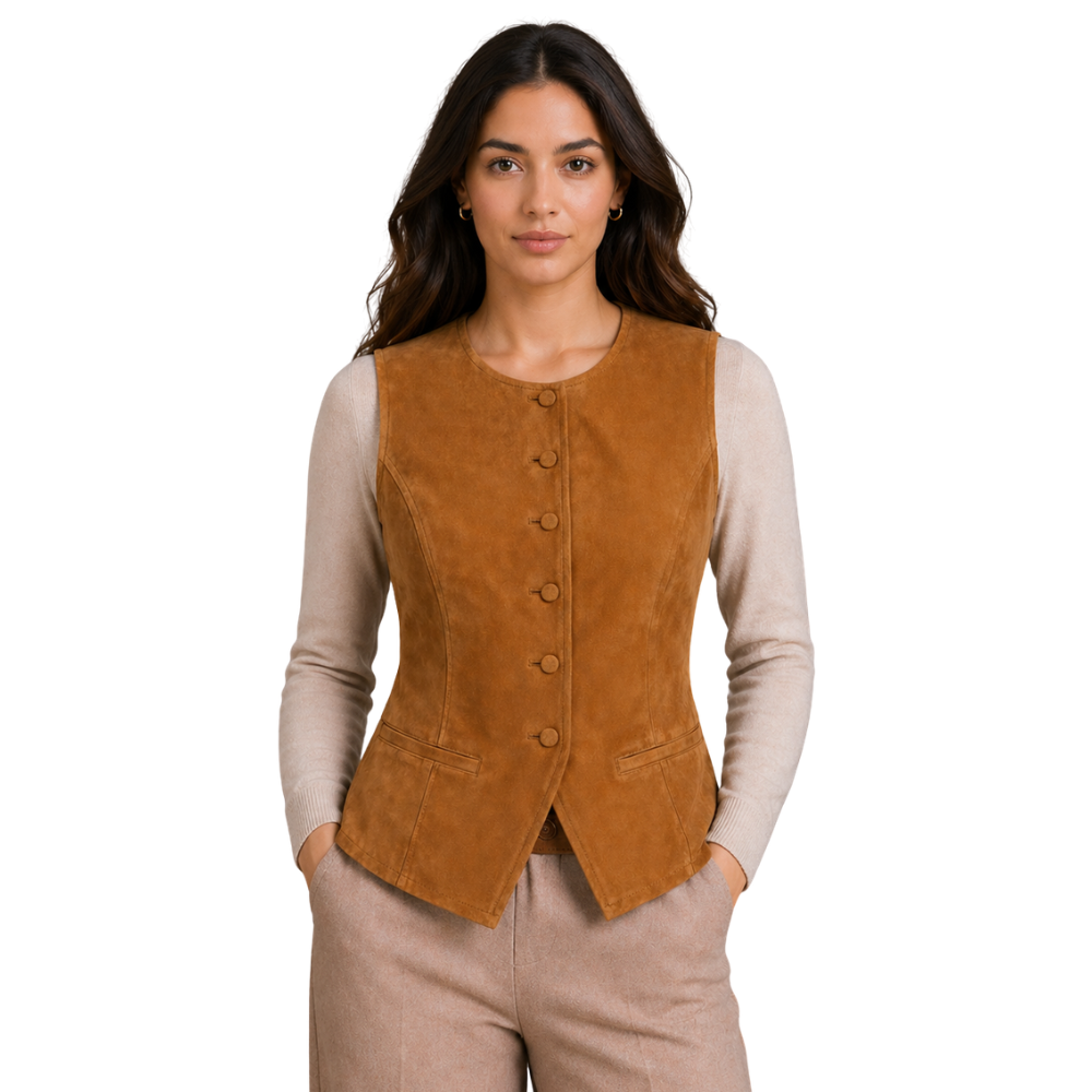 brown suede cowgirl waistcoat vest Briella western style