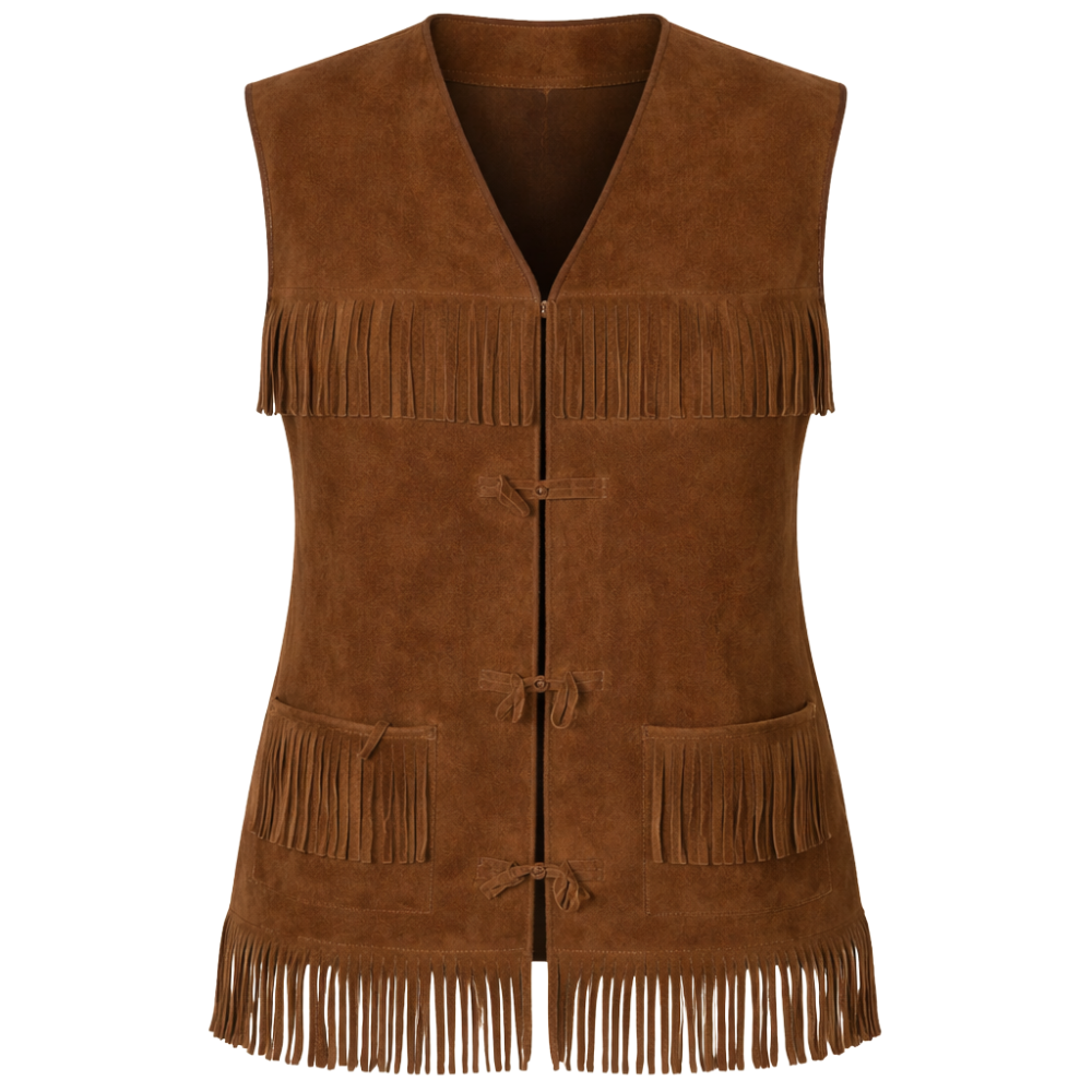 premium brown suede waistcoat with tassels western outfit