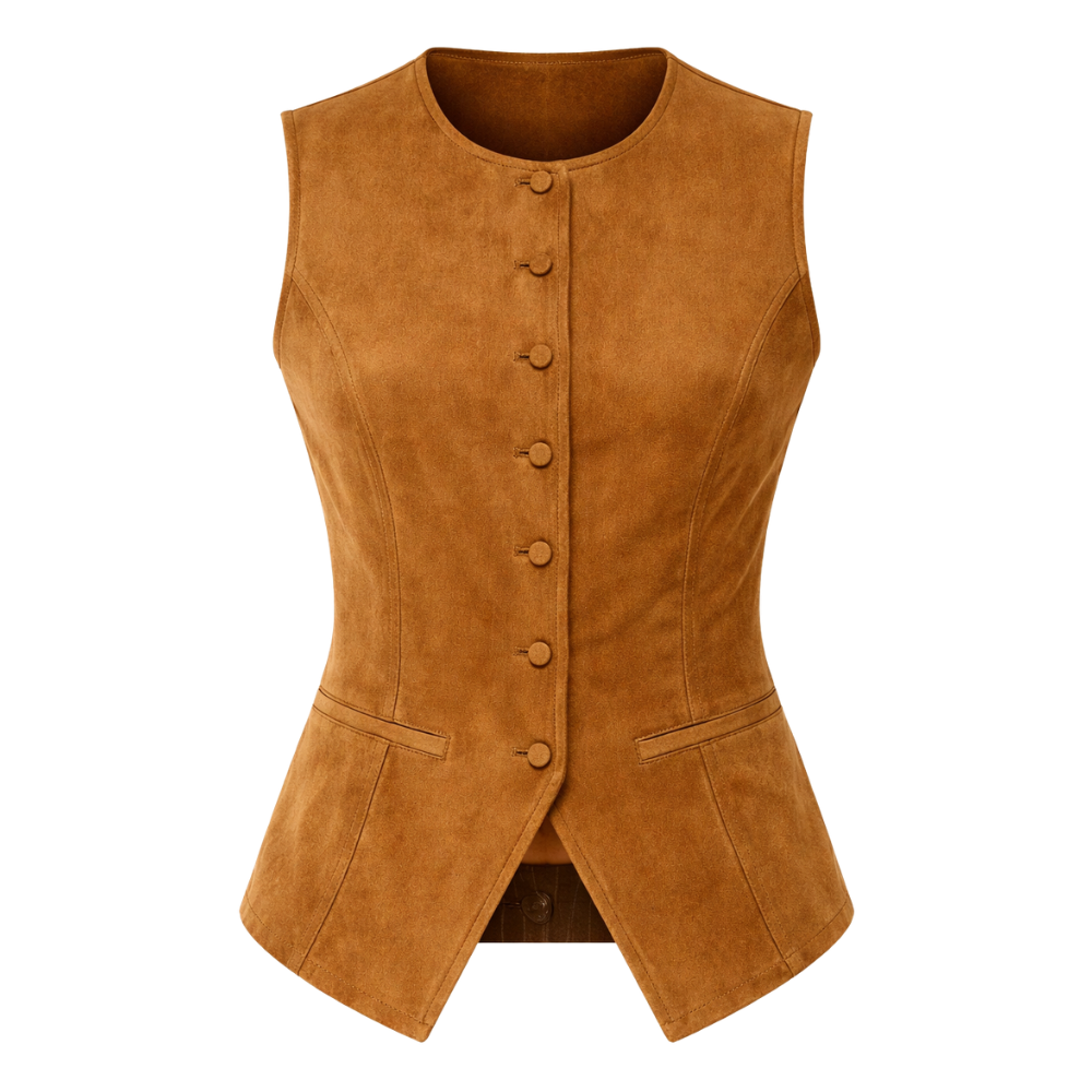 premium brown suede cowgirl waistcoat vest Briella design