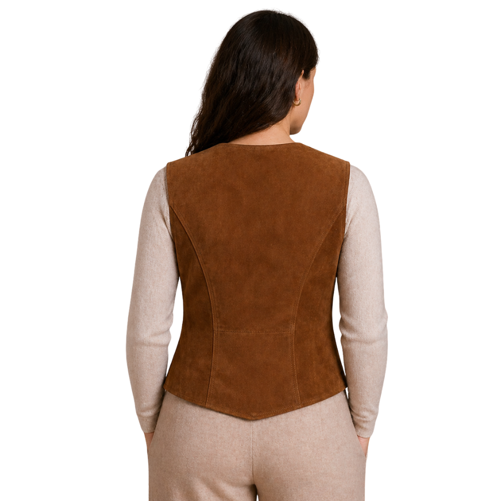 brown suede western vest Paige Antonella style