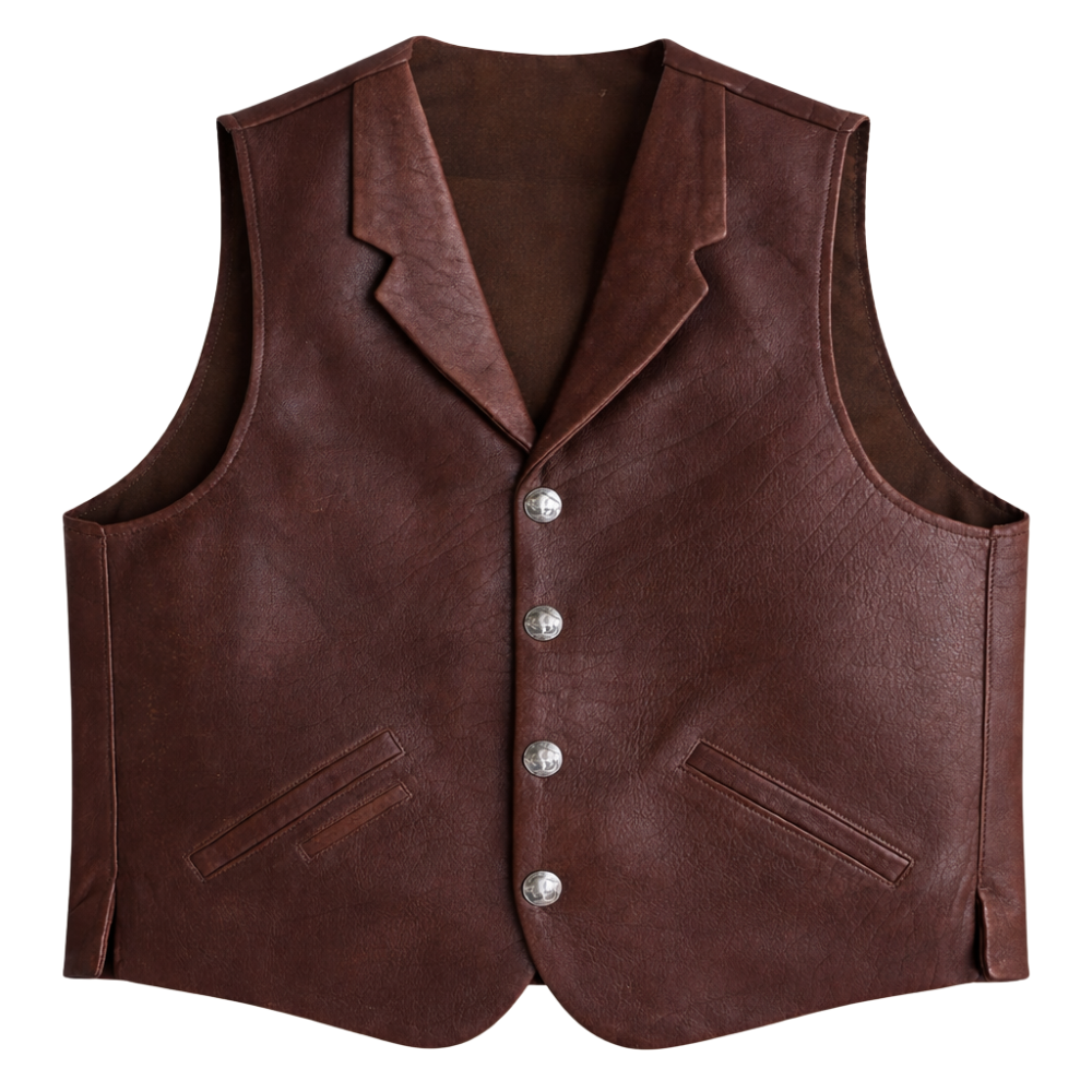 premium brown leather cowboy vest for men western wear
