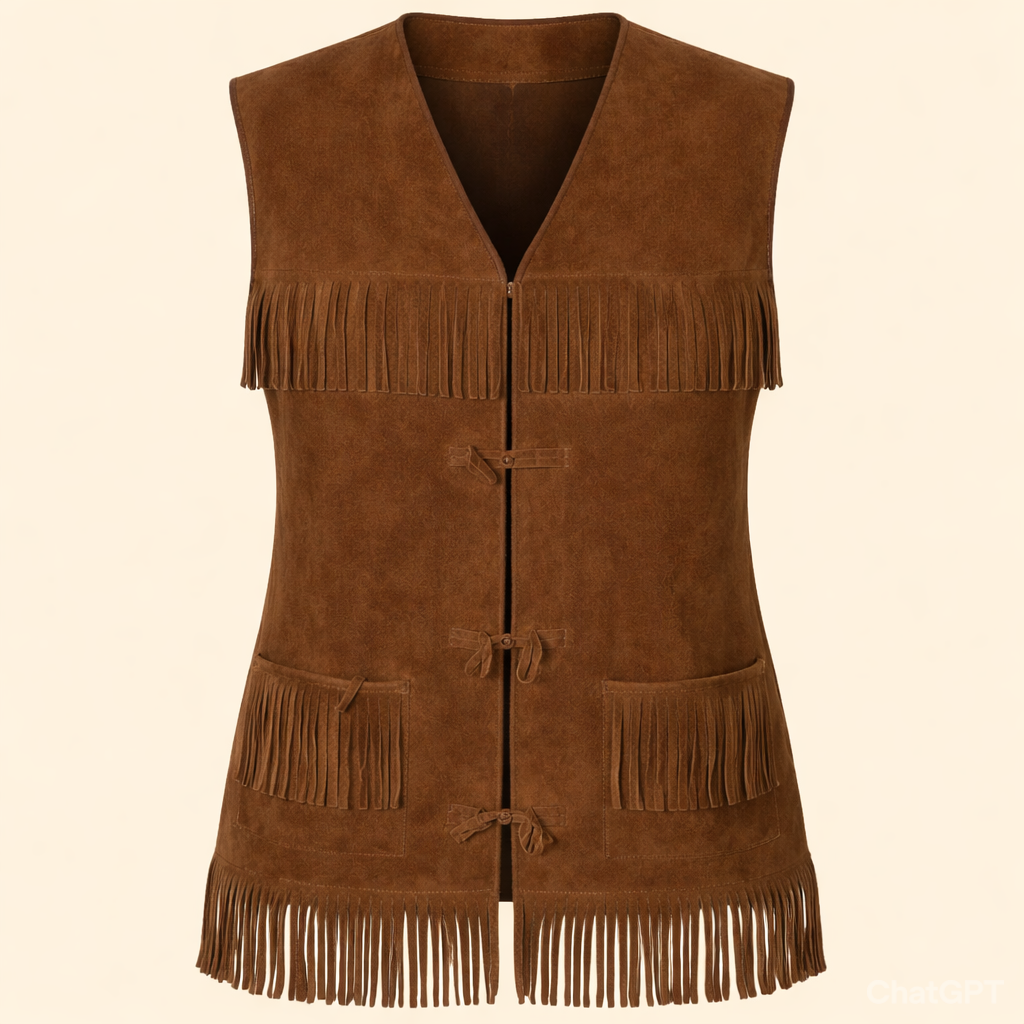 Western style suede leather waistcoat