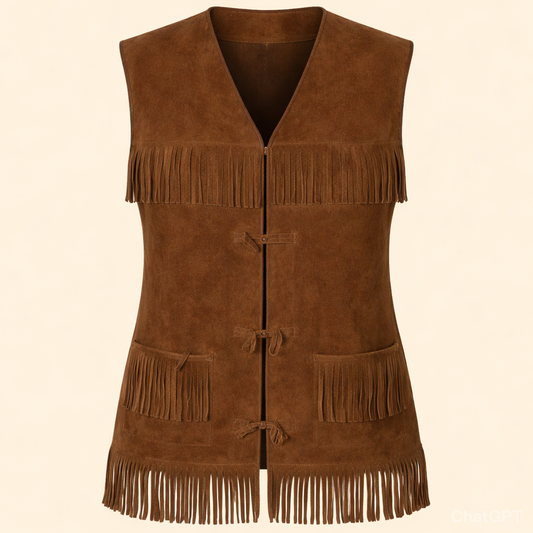Western style suede leather waistcoat