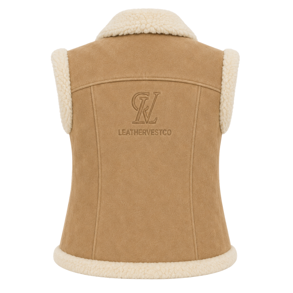Soft faux fur trimmed winter vest for women