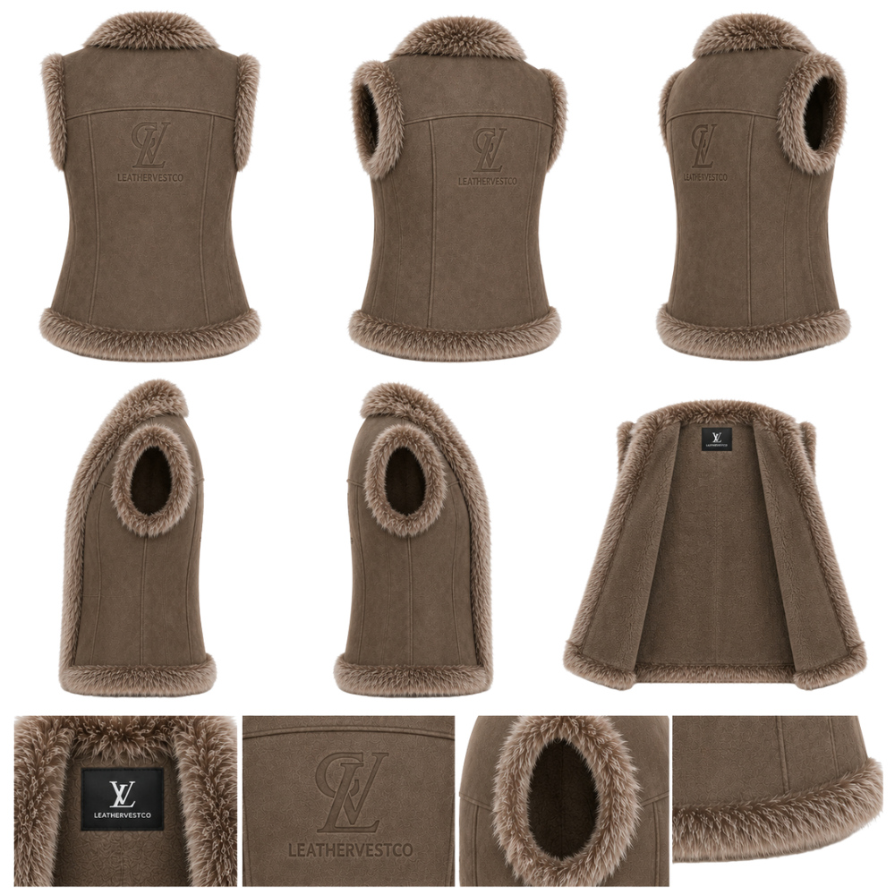 Premium taupe winter fashion waistcoat for women
