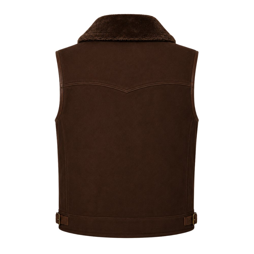 Genuine leather winter vest for men