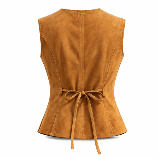 Cowgirl inspired suede leather waistcoat