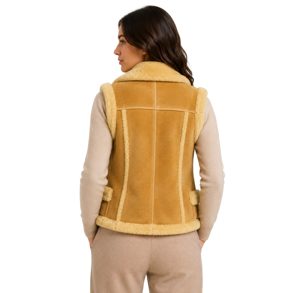 Cozy shearling winter waistcoat with button closure
