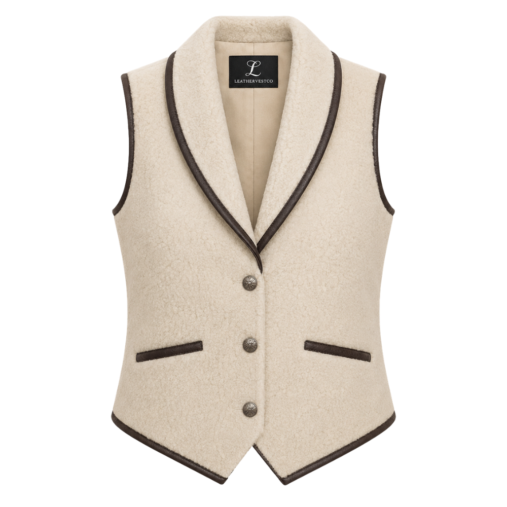 Women’s winter sherpa vest with trim