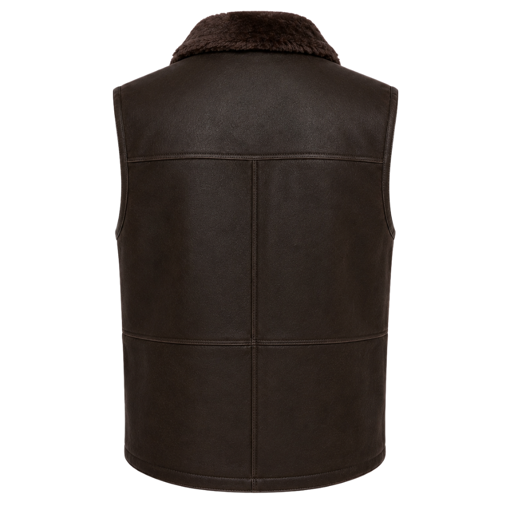 Premium shearling leather vest with button closure
