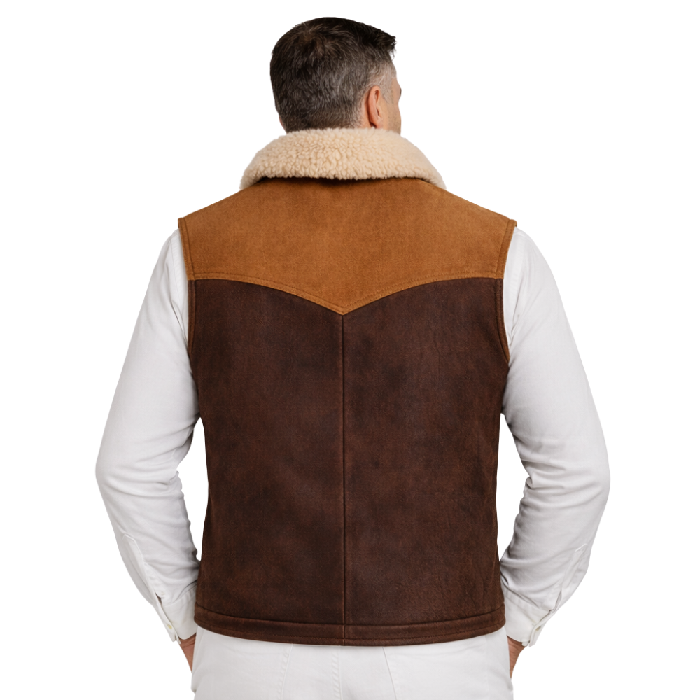 mens winter suede shearling vest brown tan