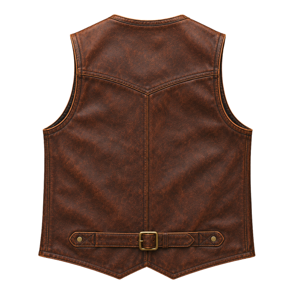 Classic western style leather biker vest