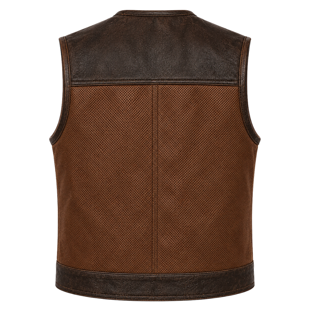 Classic brown motorcycle waistcoat for bikers