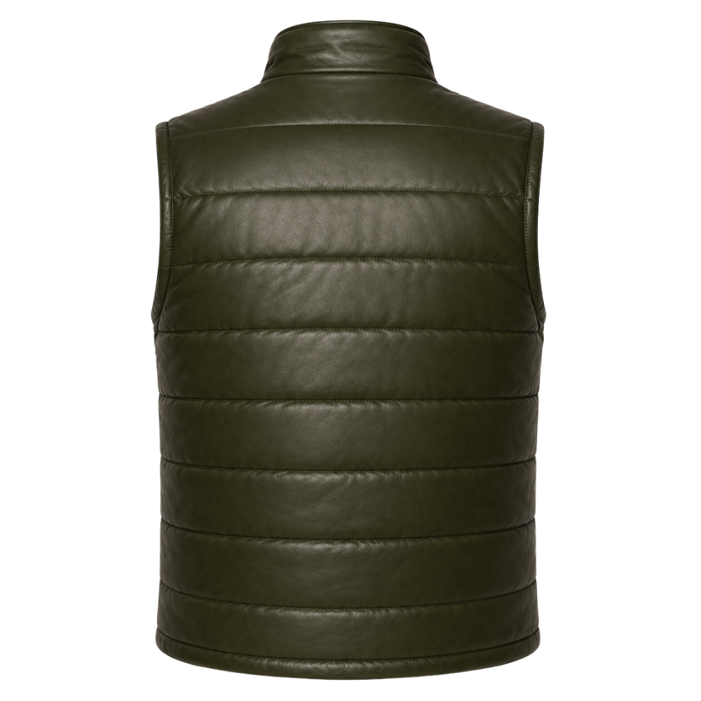 Olive green insulated leather vest