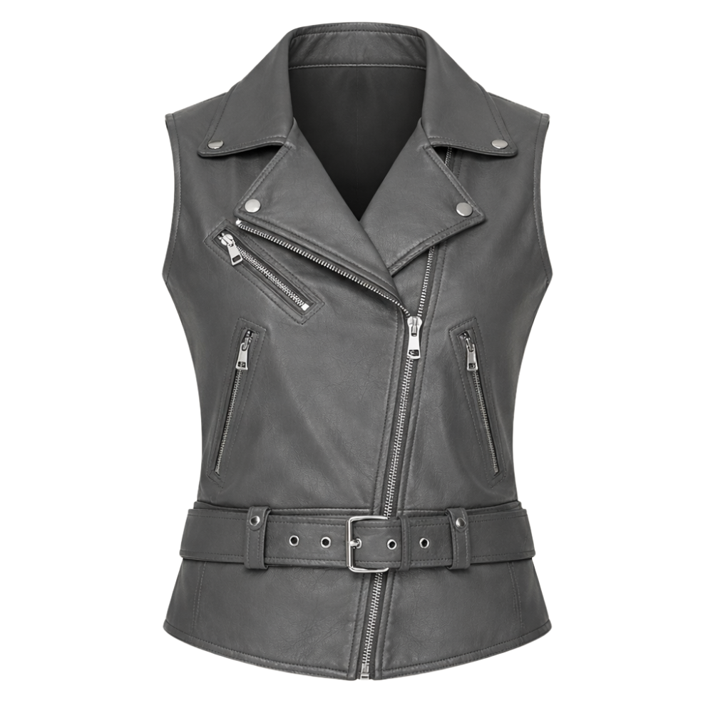 stylish grey lambskin leather waistcoat for men Onlvera