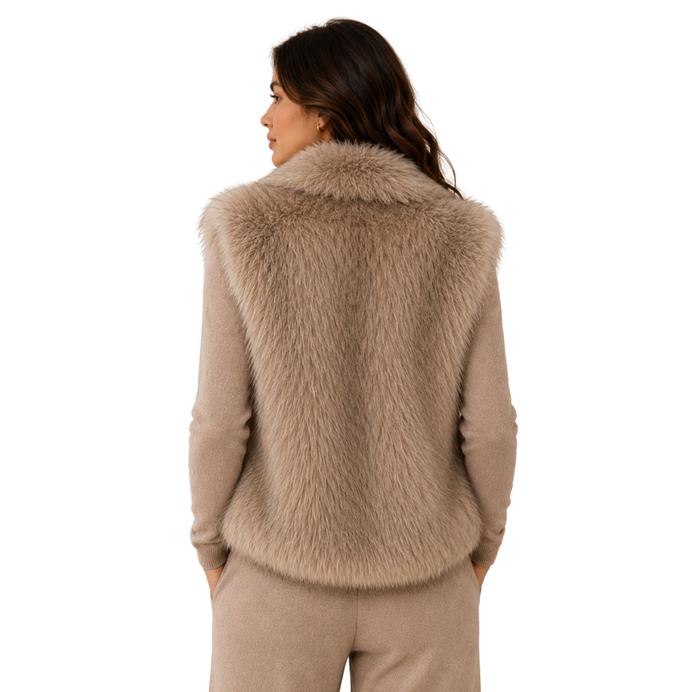 Luxury sleeveless faux fur winter waistcoat