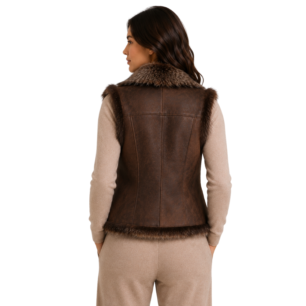Luxury winter faux fur waistcoat for women