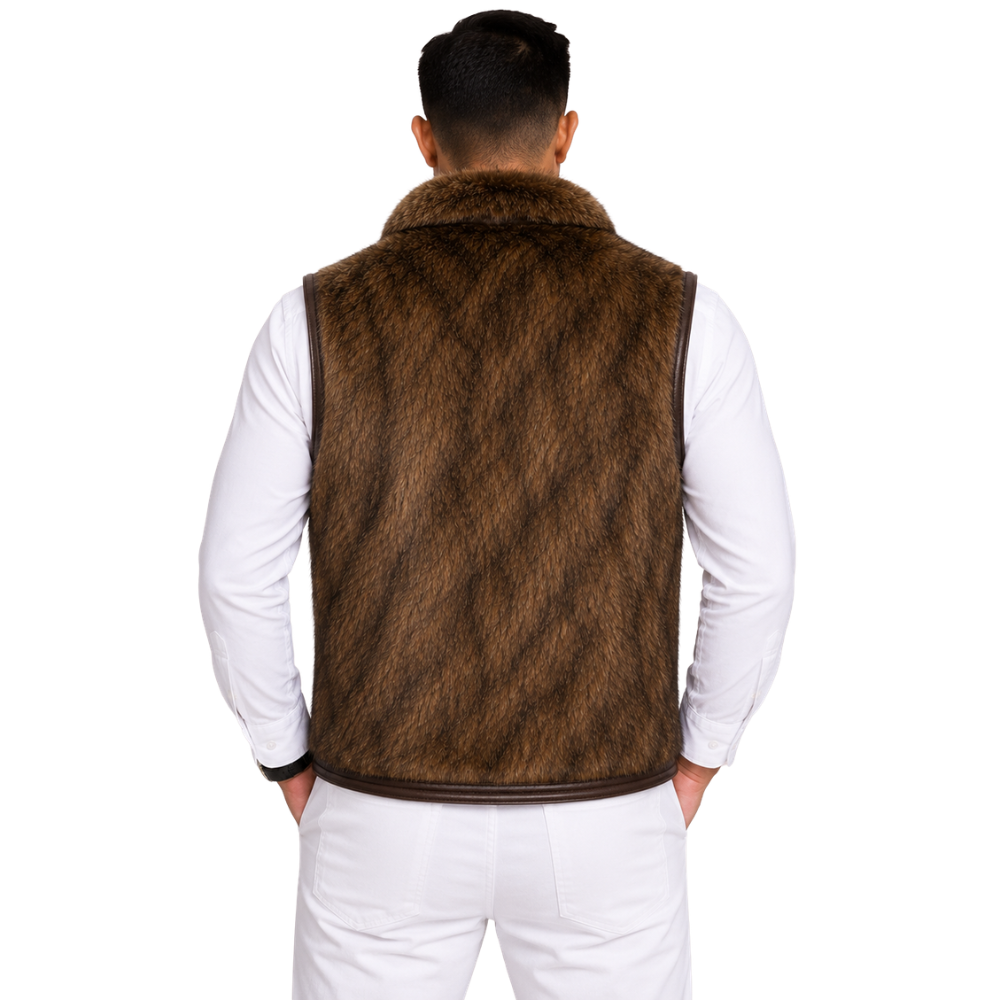 Luxury winter sheepskin zip-up waistcoat for men