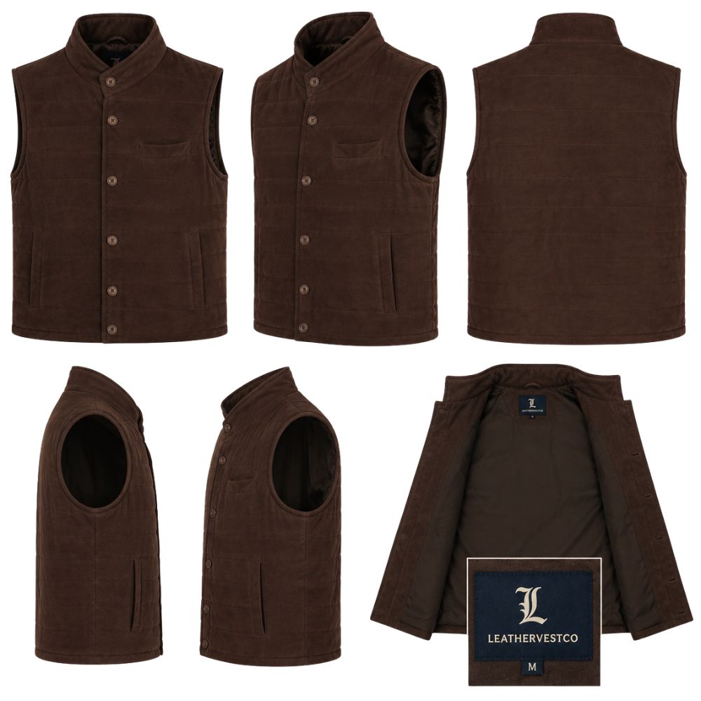 Premium men's suede leather vest