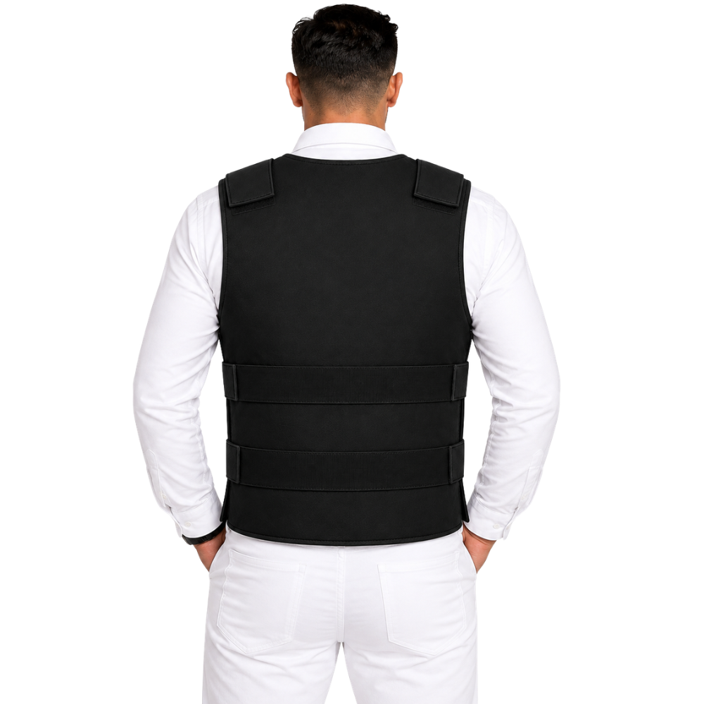 Genuine sheepskin motorcycle waistcoat in black