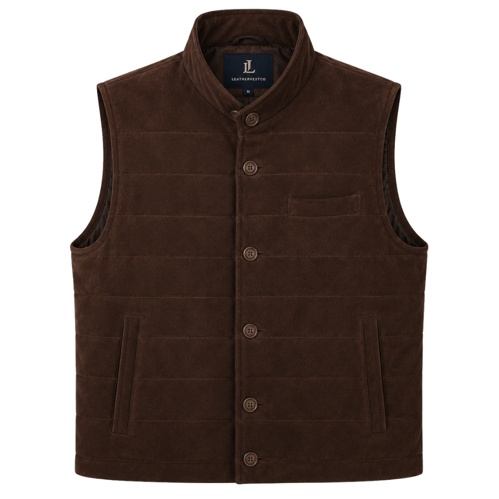 Men's sleeveless suede leather jacket