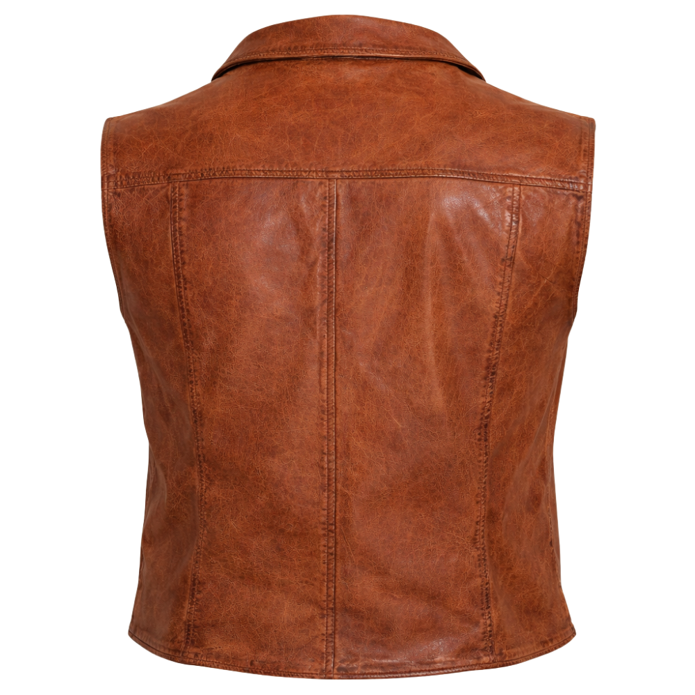 premium brown safari vest leather for men riding wear